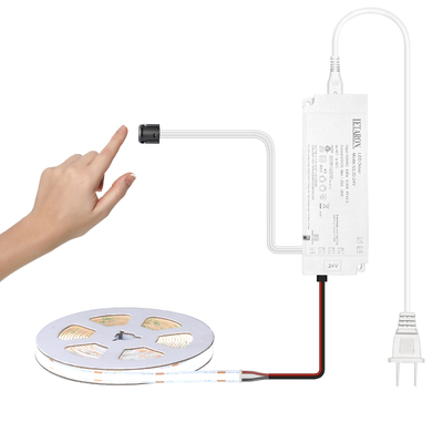 ไฟเส้น LED LETARON COB, ไฟเทป LED 24V, LED 480 ชิ้น/เมตร, สว่างพิเศษ ลูเมนสูง 6000K สีขาว 3 เมตร, หรี่แสงได้ พร้อมเทป 3M, แหล่งจ่ายไฟ UL 30W, สวิตช์สัมผัสสำหรับห้องนอน, บ้าน, DIY ในครัว