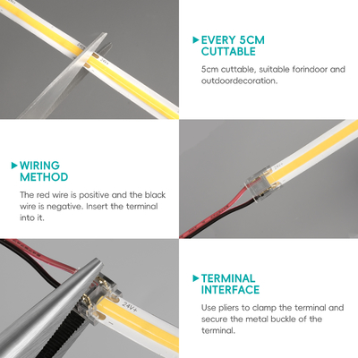 ไฟเส้น LED LETARON COB, ไฟเทป LED 24V, LED 480 ชิ้น/เมตร, สว่างพิเศษ ลูเมนสูง 6000K สีขาว 3 เมตร, หรี่แสงได้ พร้อมเทป 3M, แหล่งจ่ายไฟ UL 30W, สวิตช์สัมผัสสำหรับห้องนอน, บ้าน, DIY ในครัว